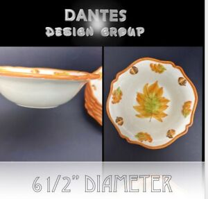  Lot de 7 Dante Design Group - Bol de service feuille saillante peinte à la main 6 pouces vintage