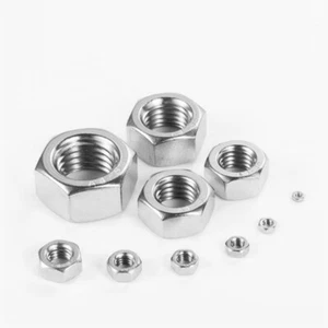 Hex Hexagon Full Nuts DIN934 A4 Stainless M2M2.5M3M4M5M6M8M10M12M14M16M18M20M24 - Picture 1 of 6