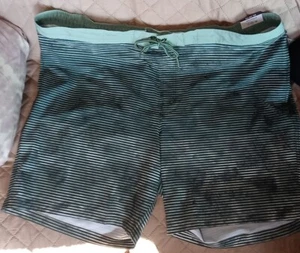 George Swim Trunks Mens Size 3XL (48-50) Green & White Stripe Print New w/tags - Picture 1 of 6