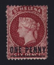 St. Helena Sc #12 (1871) 1p on 6p brown red Victoria Surcharged Unused