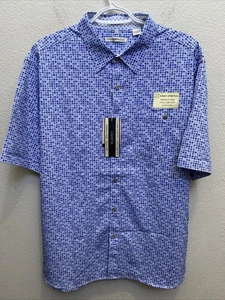 Campia Moda Men's XL Blue Geometric Short Sleeve Button Down Sport Shirt NWT $50 - Picture 1 of 11