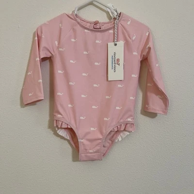 Vineyard Vines Pink Whale Long Sleeve Swimsuit Size 12-18 Months NWT - Image 1 of 3