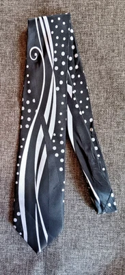 Corbata de vestir años 70 80 90 Y2k para hombre Bruno Conte negro blanco clásico 3,5 ancho Foto 1 de 4