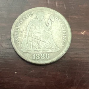 1886 Seated Liberty Silver Dime Scratched Y-922 - Picture 1 of 2