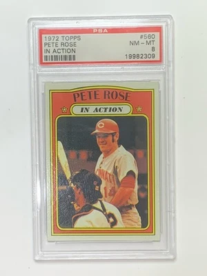 Pete Rose 1972 Topps #560 en acción PSA 8 ** XQKEX2309 Foto 1 de 2