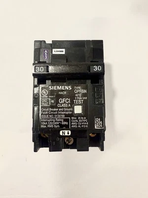SIEMENS Q230GFN 30Amp 2-Pole Ground Fault Circuit Breaker (GFCI) Plug-On Neutral - Image 1 of 3