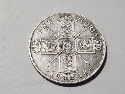 1918 Great Britain, United Kingdom One Florin  .925 Silver - Image 1 of 2