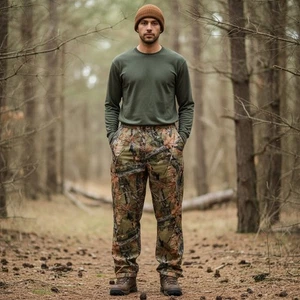 Mens Waterproof Camo Tactical Pants Highland Oversized Leg Zip Hunting Hiking - Picture 1 of 55