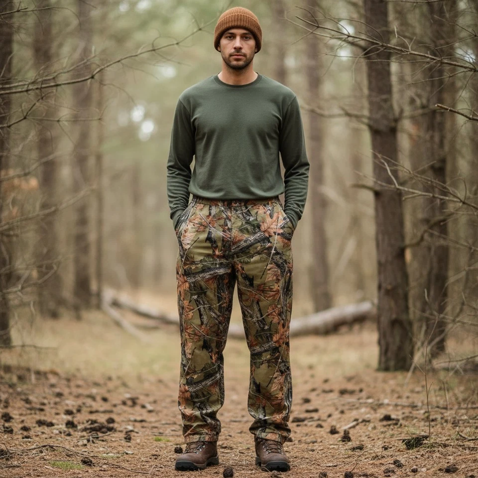 Mens Waterproof Camo Tactical Pants Highland Oversized Leg Zip Hunting Hiking - Image 1 of 4