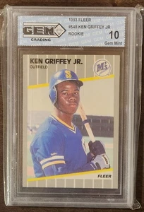 1989 Fleer Ken Griffey Jr #548 Rookie GEM 10 Gem Mint Error 1993 Mariners HOF  - Picture 1 of 2