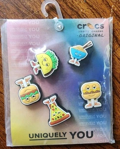 Uniquely You Crocs Jibbitz Charms Chill Foods 5 Jibbitz Taco Burger Pizza J4 - Imagen 1 de 2