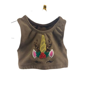 Crazy Pants Girls' Brown Unicorn Embroidered Sports Bra Youth Size Medium - Picture 1 of 3