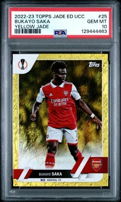 PSA 10 2022 Topps Jade UEFA Club Competitions Bukayo Saka Gold Yellow  /50 #25 - Image 1 of 2