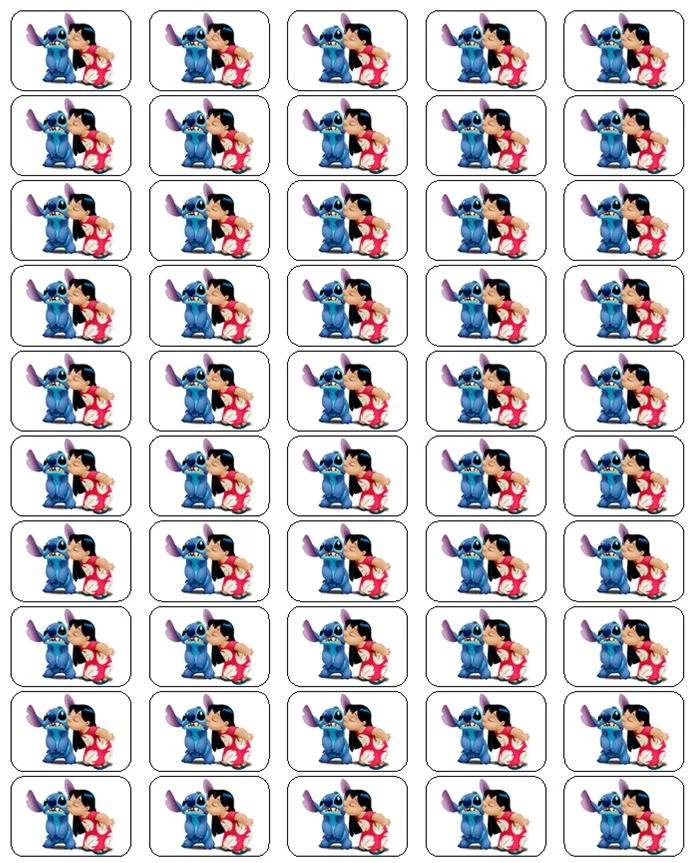 50 sellos/etiquetas/pegatinas para sobres Lilo and Stitch, 1" por 1,5" Foto 1 de 1