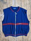 Vintage Men's Spalding Full Zip Blue Striped Vest Large Acrylic 80S/90S