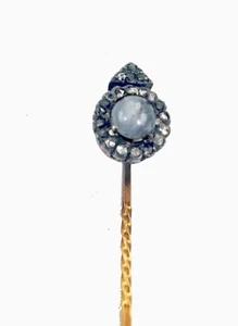 Antiguo Pin de Zafiro Estrella Diamantes Corte Rosa Oro 14k Victoriano Temprano Años 1850 - Imagen 1 de 6