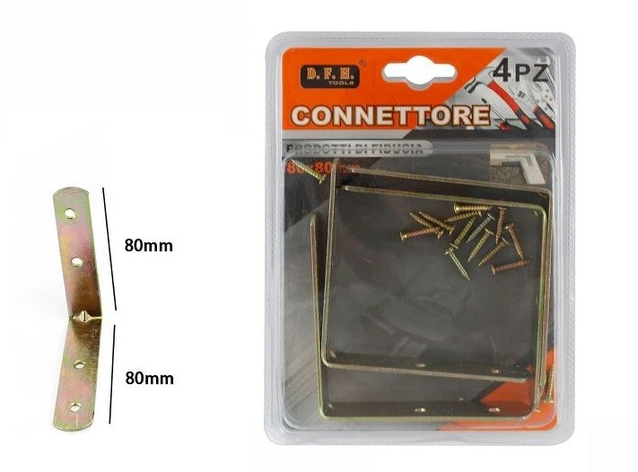 x Set 4 Pezzi Staffe Ad Angolo 80x80mm Sostegno Staffa Angolare dfh - Immagine 1 di 1