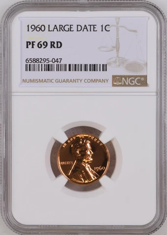 1960 1C LINCOLN CENT LARGE DATE RARE NGC PF69 RD RED LOW POP R3 HIGHEST GRADES Cover