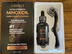 LANGCCI 5% Minoxidil Extra Strength Hair Growth 2oz Solution & Derma Roller-NEW - Picture 1 of 4