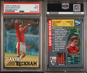 David Beckham PSA 9 1996-97 Merlin Premier Gold #92 Rookie RC @LooksGem Mint! e