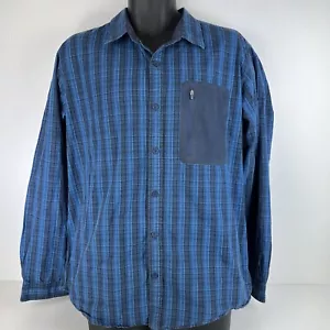 Kathmandu long Sleeved Button Up Check Shirt Mens 2XL Navy Blue 61/77 - Picture 1 of 8