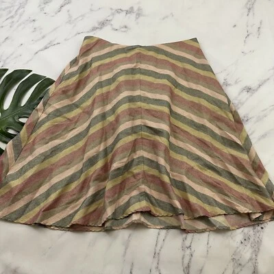 Torrid A-Line Midi Skirt Plus Size 0x Pink Stripe Gold Metallic Shimmer Retro - Image 1 of 4