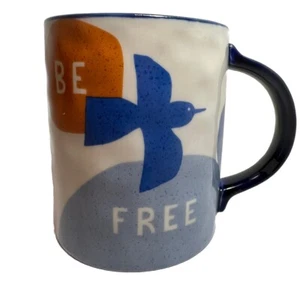 Anthropologie Jen B Peters "Be Free" Kaffeetasse Steinzeug Becher Neu Blue Bird - Bild 1 von 5