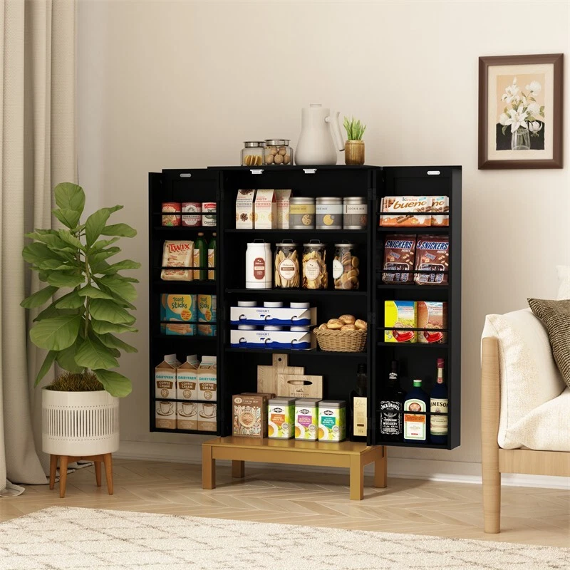 Mueble Despensa Cocina 45"" con Borde Dorado con Puertas y Estantes Ajustables NUEVO Foto 1 de 4