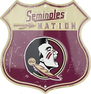 FLORIDA STATE UNIVERSITY 12" X 12" SHIELD SEMINOLES NATION METAL SIGN MAN CAVE - Picture 1 of 5