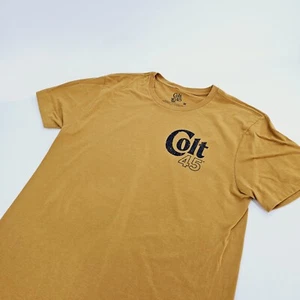 Colt 45 Party Mule Floral Mens MEDIUM M Graphic T-Shirt Mustard Tee NEW - Picture 1 of 9
