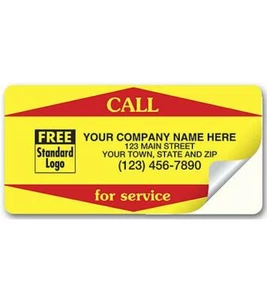 1000 Call For Service Weather-Resistant Label / 3.5"x1.75" / Nebs Deluxe # WSV2 - Picture 1 of 1