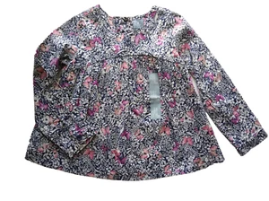 GAP Smock Blouse long sleeved lined cotton button shirt top flowered Girls 4 & 5 - Picture 1 of 9