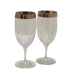Lot Of 2 Waterford Crystal Windfield Gold Trim Wine Water Glasses Marquis Line - Picture 1 of 10