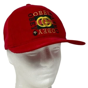 Obey Clothing OG Corduroy Baseball Hat Cap Shepard Fairey Graffiti Art Red - Picture 1 of 9