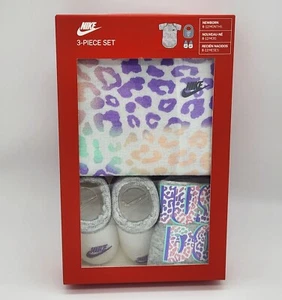 3 Piece Nike Baby Girls Outfit / Gift Set in Box, 0-12 Months, Animal Print B6 P - Picture 1 of 6
