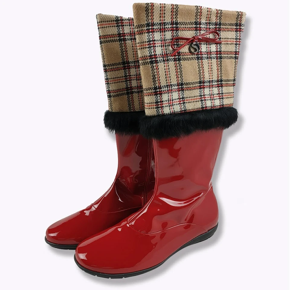 Please Mum Flats Schuhe Pumps Stiefel UVP 159£ Designer Rot Leder Kinder Mädchen