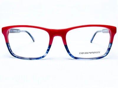 NUEVO Emporio Armani EA3120 5573 Hombres Rojo/Azul Rectángulo Anteojos Monturas 55/18 Foto 1 de 4
