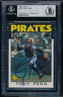 1986 TOPPS #260 Tony Pena signed auto autograph BAS BECKETT centered blue sharpi - Image 1 of 2