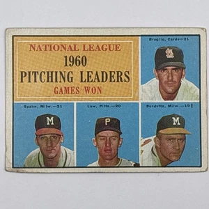 1961 Topps - NL Pitching Leaders Warren Spahn, Vern Law, Ernie Broglio #47 - Picture 1 of 2