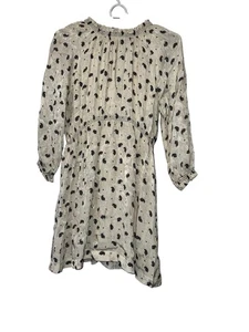 Zara Girls Ivory Floral Jacquard Long Sleeve Lined Dress Sz 11-12 - Picture 1 of 3