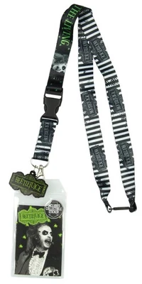 Beetlejuice Never Trust The Living Lanyard ID Holder, Rubber Charm And Sticker - Image 1 of 3