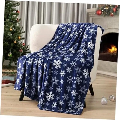  Manta de Navidad | Copo de nieve azul marino 50 x 60 pulgadas - Lanzar copo de nieve azul Foto 1 de 4