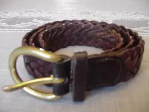 COACH #3854 MOCHA BRAIDED WOVEN LEATHER BELT SIZE 28 ECU - Picture 1 of 1