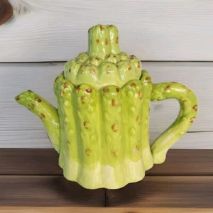 Teiera asparagi strada di campagna vintage ceramica dipinta a mano Cottagecore  - Foto 1 di 10