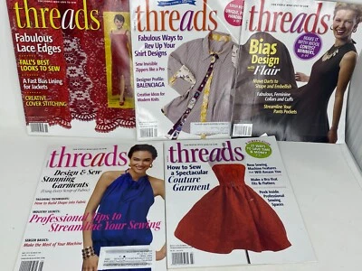 THREADS Magazines Lot of 5 2011 2012 Sewing Techniques for Clothing Design - Image 1 of 4