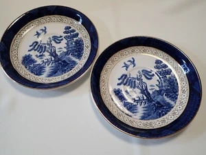 2 Vintage Blue Willow Gold Trim Made in Occupied Japan Saucers 5 5/8" - Picture 1 of 4