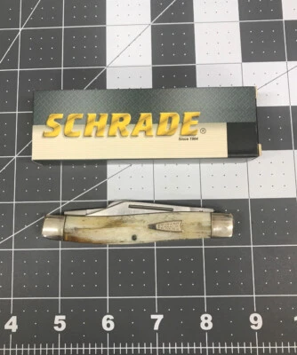 Navaja de bolsillo S-8WM Schrade Senior LG blanca con asas de mármol Foto 1 de 3