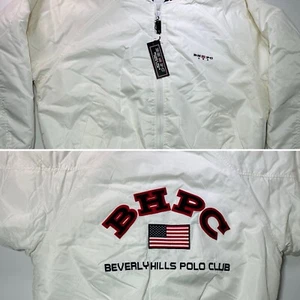 Vintage 90’s Beverly Hills Polo Club Jacket Mens Large Full Zip White Y2K - Picture 1 of 11