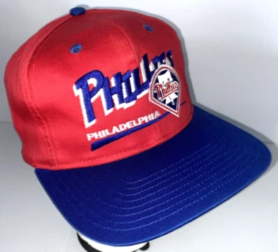 VTG Phillies Hat Twins Enterprise Snapback Philadelpia MLB Spell Out Phils Cap - Image 1 of 4
