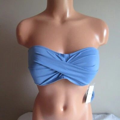 Tommy Bahama Pearl Solids Twist Front Bandeau Swim Top Blue Monday S NWOT - Image 1 of 4